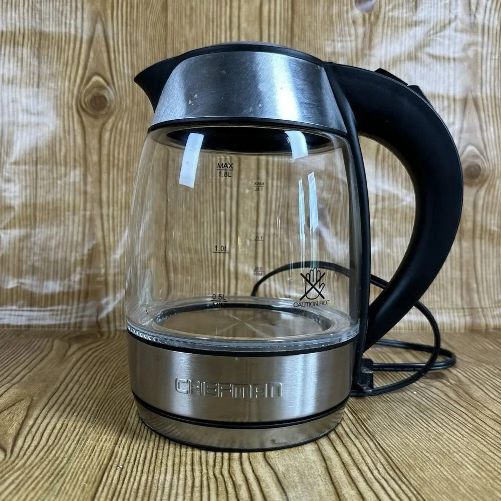 Chefman RJ11-17-TI Glass Electric Kettle 1.8L Cordless‎ Tea Kettle Tested Works